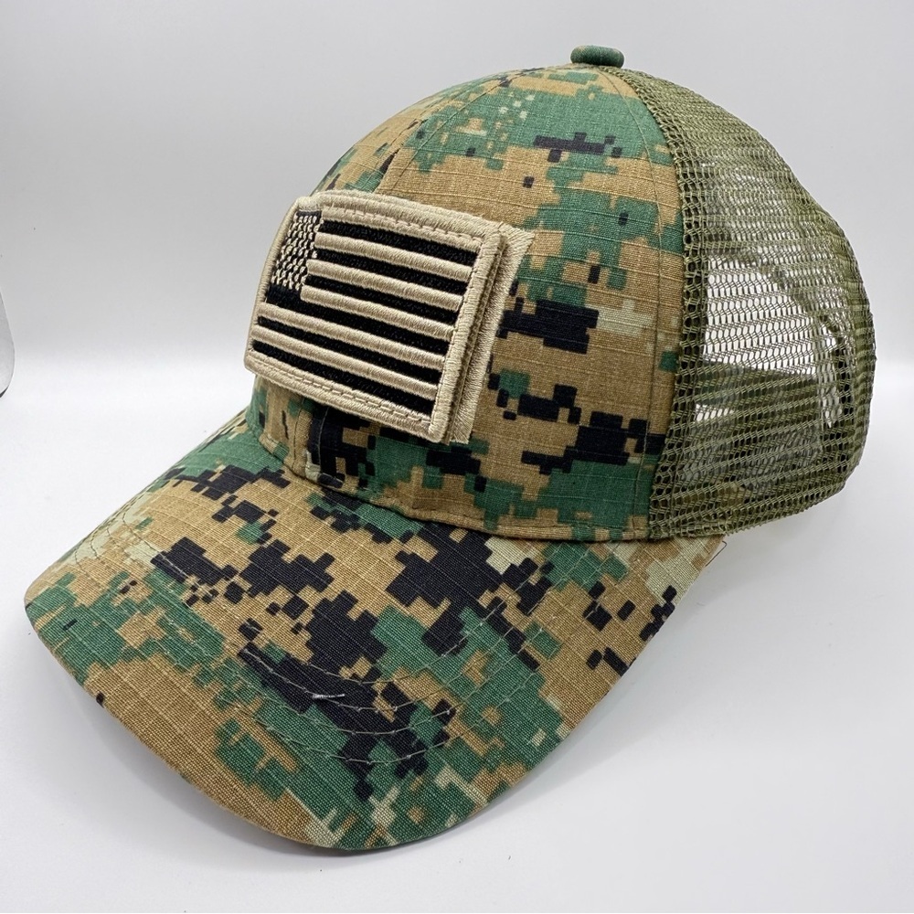 US Flag Camo Baseball Cap with Detachable Flag - Unisex Outdoor Hat - Picture 2 of 6